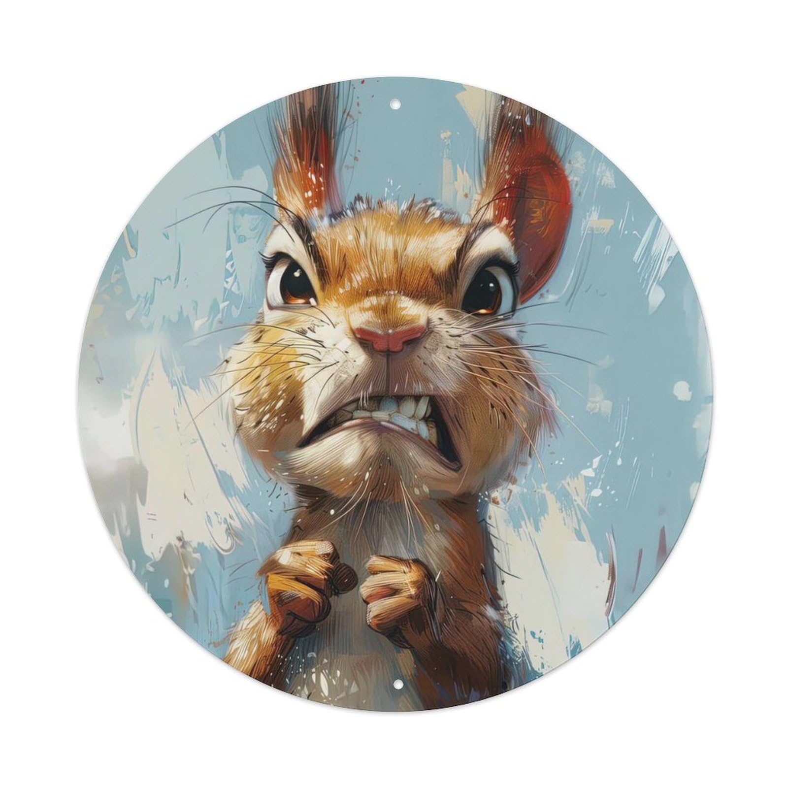 Animal Poster Boxer Squirrel Vintage Metal Tin Sign Plaque Wall Decor for Cafe, Club, Garden Round Metal Poster 8x8Inch