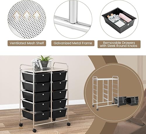 Vista 133 de LDAILY Carrito de almacenamiento con ruedas de 15 cajones, carrito rodante con cajones para aula, organizador de manualidades con ruedas con marco