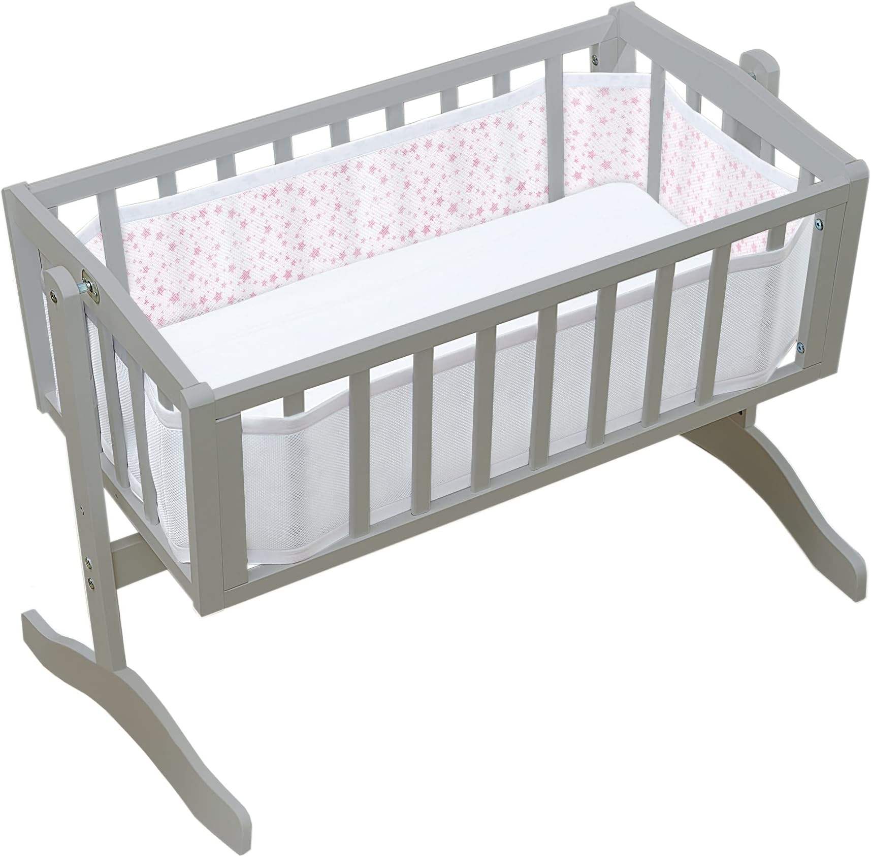 BreathableBaby Breathable Baby Crib Mesh Liner, Twinkle Twinkle, Pink Stars