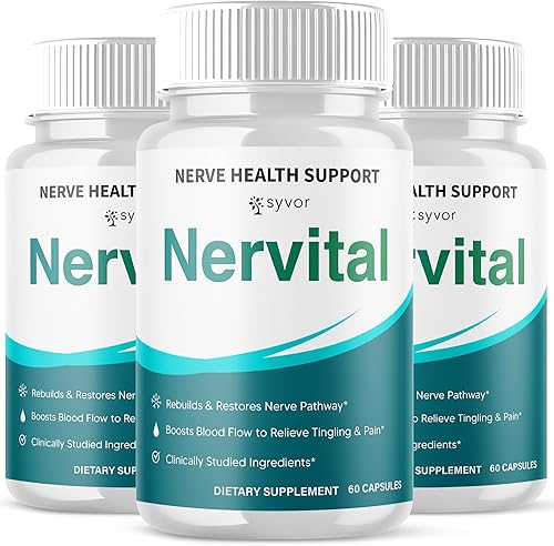 Paquete de 3 cápsulas Nervitales, píldoras oficiales de suplemento nervioso con todos los ingredientes naturales, fórmula avanzada para una salud