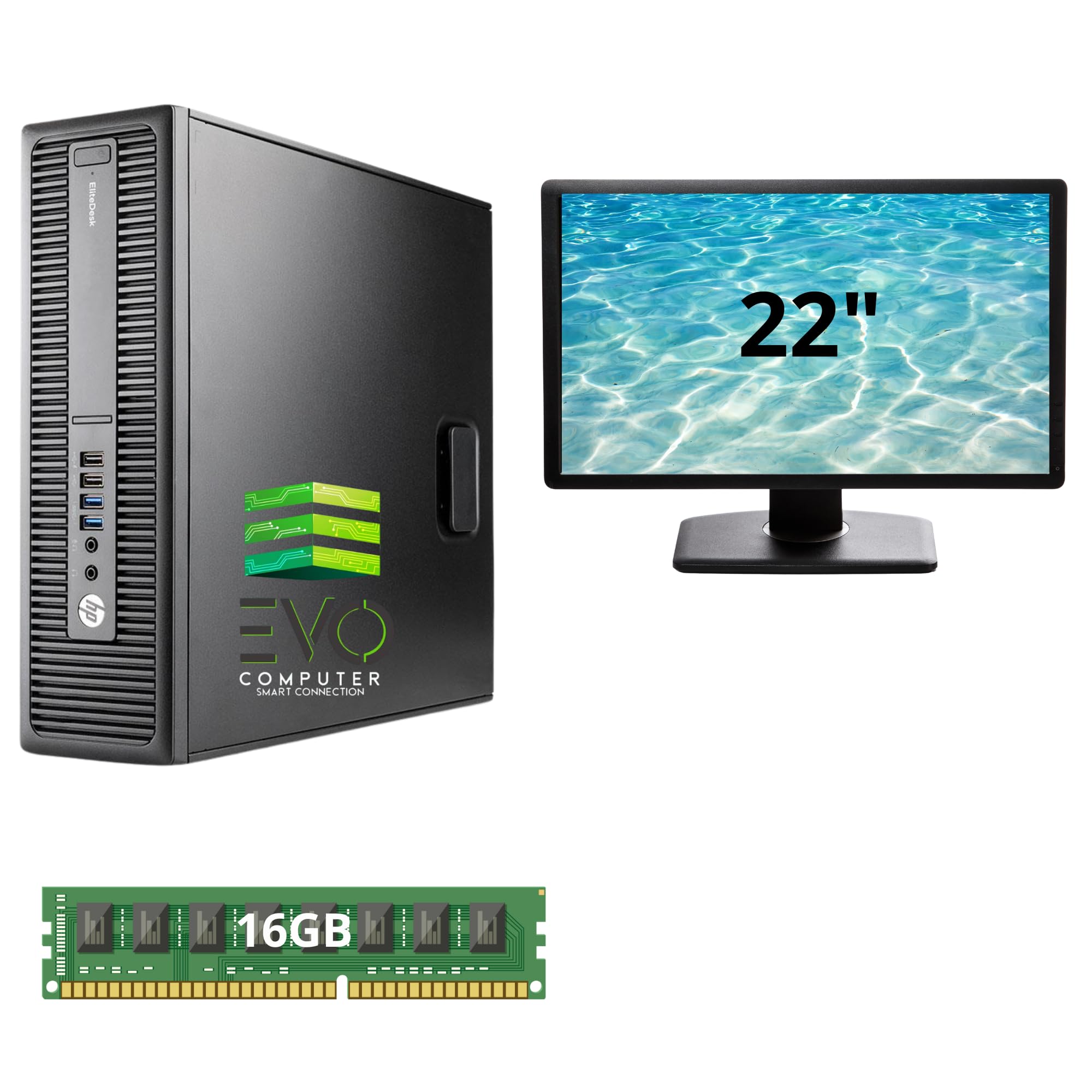 HP – 800 G2 Sobremesa | 16 GB RAM | 480 GB SSD | Monitor Incluido | Intel Core i5 6ª Gen | Equipo Potente para Oficina y Trabajo Diario | Windows 11 Pro | Reacondicionado (22 Pulgadas)