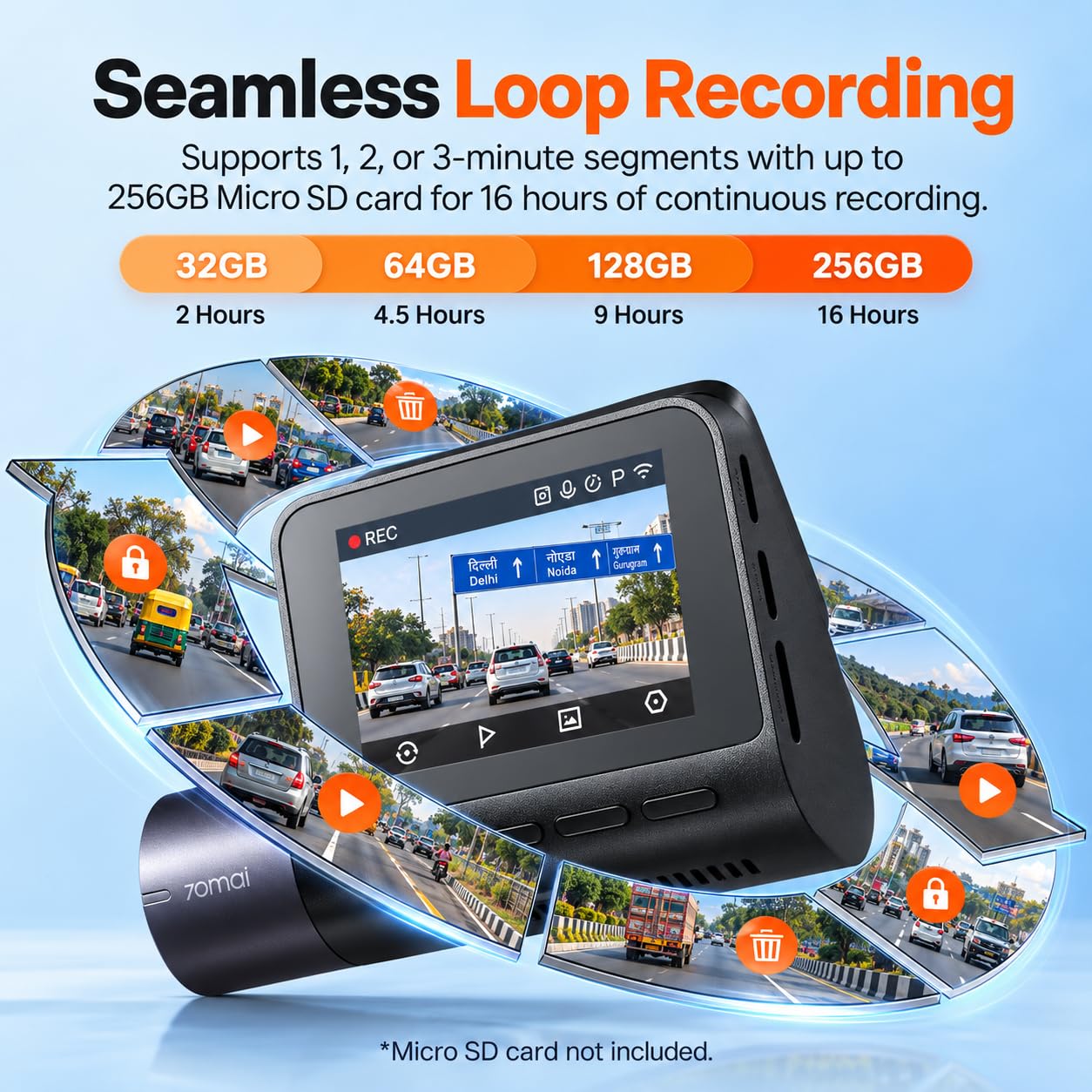 70mai A410 Dual Dash Cam - 2.5K Front & 1080P Rear -5 70mai A410 Dual Dash Cam - 2.5K Front & 1080P Rear -5