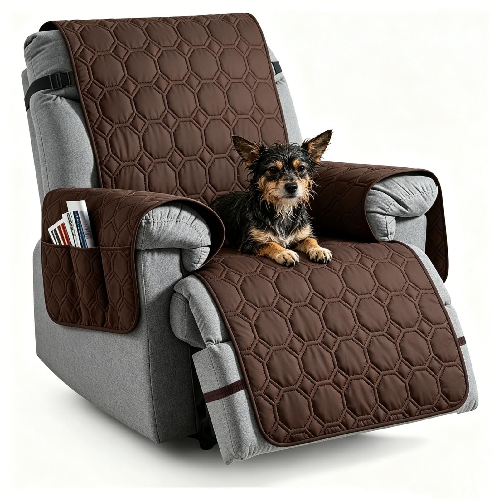 aolceth 100% Waterproof Recliner Chair Covers with Pockets, Non-Slip Armchair Covers for Recliner Chair Washable Chair Cover, Recliner Couch Slipcover Furniture Protector for Kids, Dogs, Pets