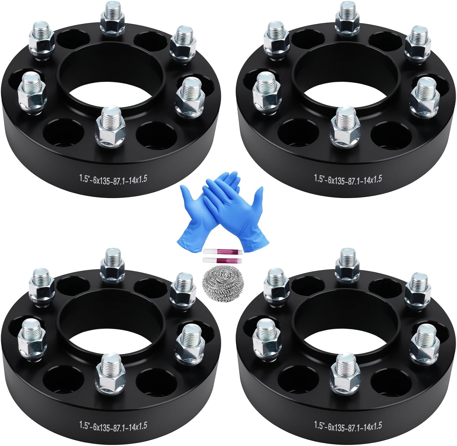 6x5.3 Wheel Spacers,Wheel Adapters 6x135mm 1.5 inch, 87.1mm Hub Bore, M14x1.5 Studs, Aluminum CNC 4pcs Car Wheel Accessories Parts Fit for F150 Navigator Lobo for Expedition 2015-2025