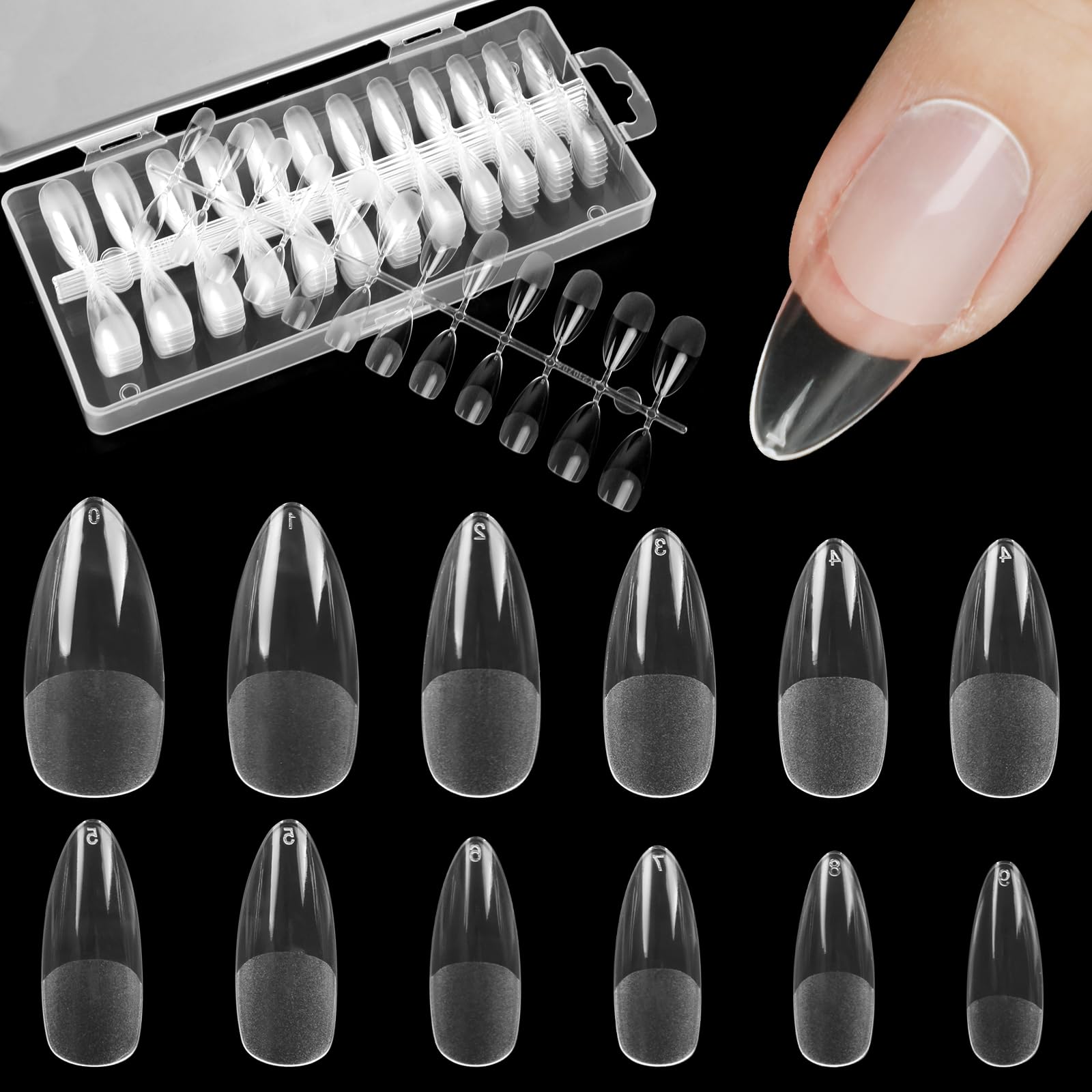 Amazon | FINGOOO ネイルチップ 透明 240枚 ロング 超薄 クリア 長さ