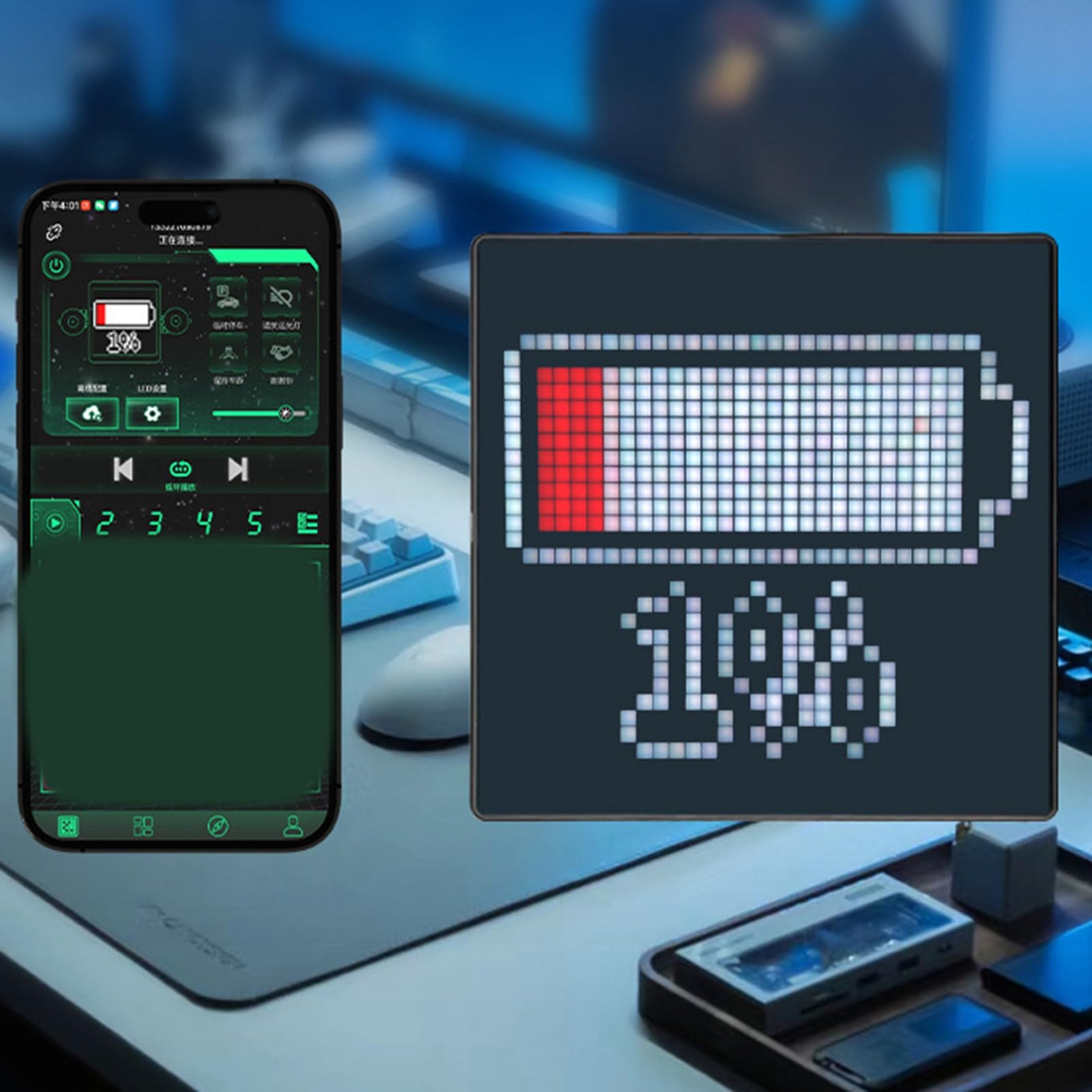 Pantalla de Visualización de Píxeles LED de 10, 6 Pulgadas Pantalla de Arte de Píxel Programable Animaciones Creativas Marcos de Píxeles Animación de Patrón de Texto Personalizado