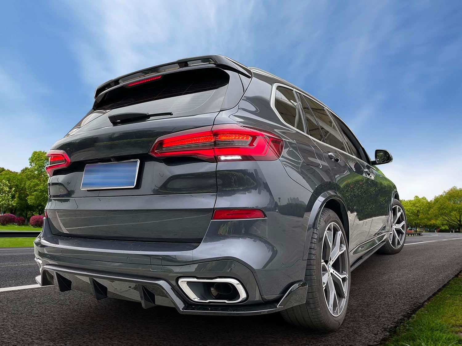 IKON MOTORSPORTS, Roof Spoiler Compatible with 2019-2025 BMW G05 X5 (Not Fits X5M/M Competition), HM Style Gloss Black Rear Roof Lip Wing Body Kits ABS Plastic