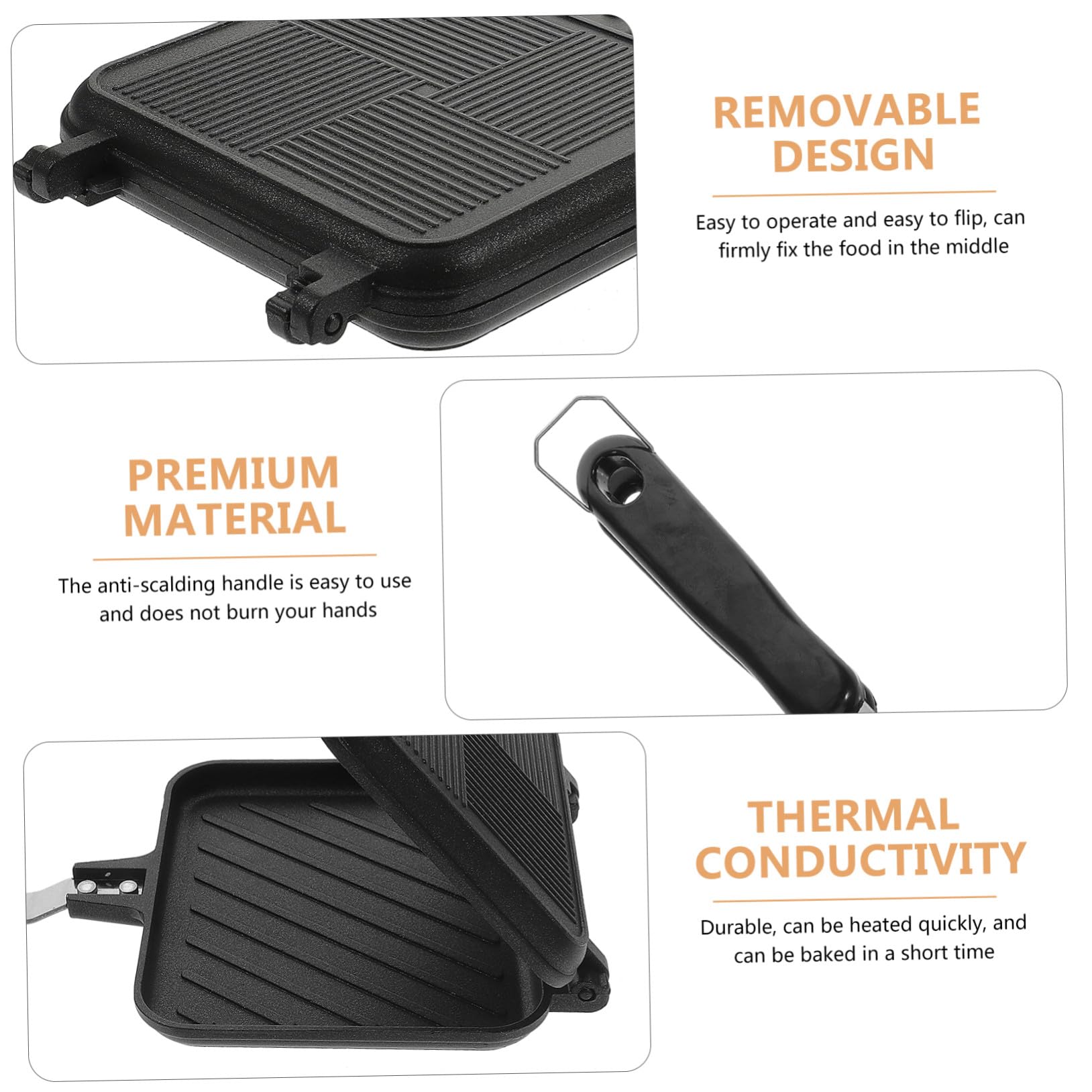 Sandwichera Desmontable de Doble Cara en Aluminio Negro