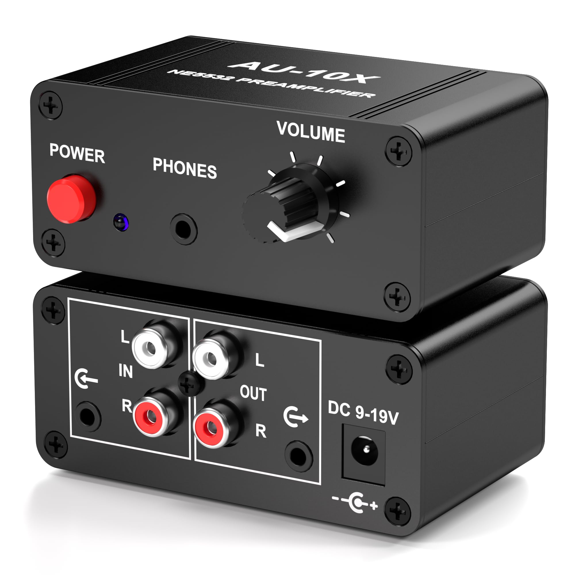 Phono Preamp, Mini Stereo Audio Preamplifier, Headphone Amplifier, Phonograph Preamp for Turntable Pre amp, Gain 20dB, Dual OP AMP NE5532, RCA 3.5mm Input to RCA 3.5mm Output