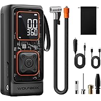 WOLFBOX 150PSI Cordless Portable Air Compressor and Tire Inflator with Smart Digital Pressure Gauge, Auto Shut-Off, & LED Flashlight
