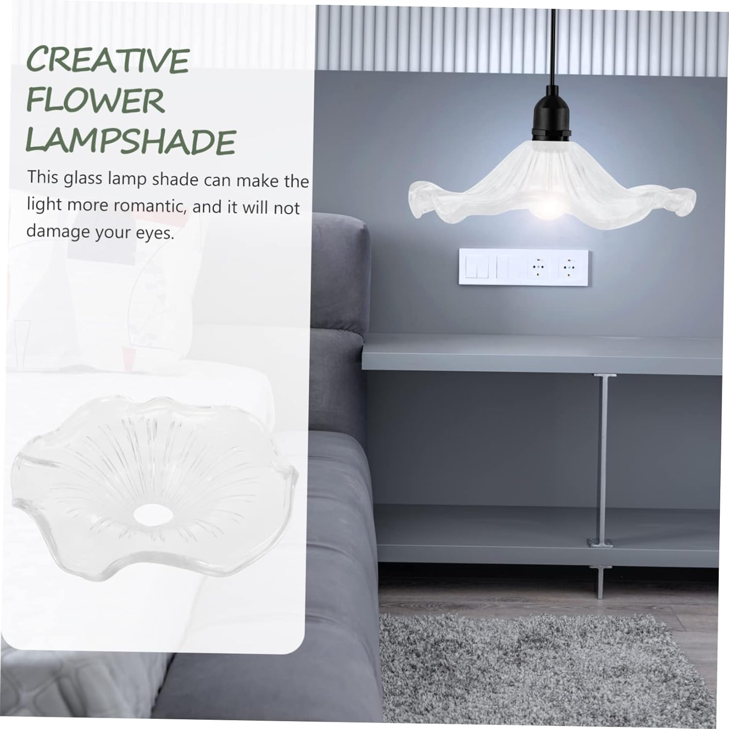 Floral Glass Lampshade Cover Modern Hanging Light Shade for Ceiling Pendant