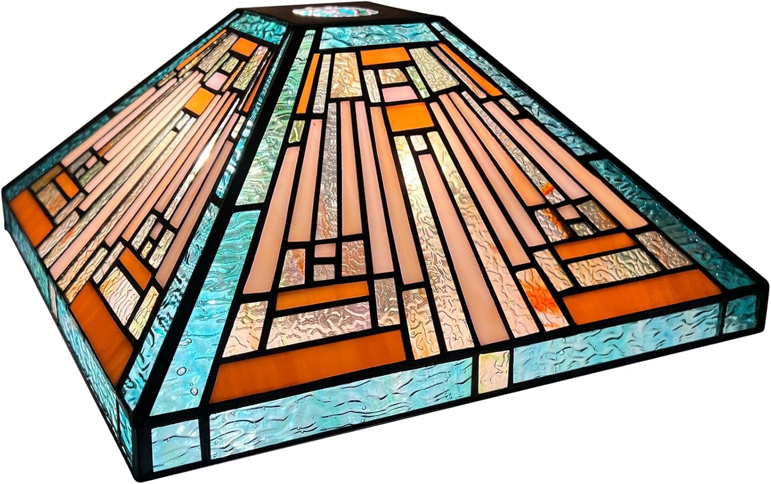 Capulina Tiffany Lamp Shade 12 Inches Wide Accessories Replacement Amber Green Style Stained Glass Lampshade for Torchiere Floor Lamp and Pendant Light