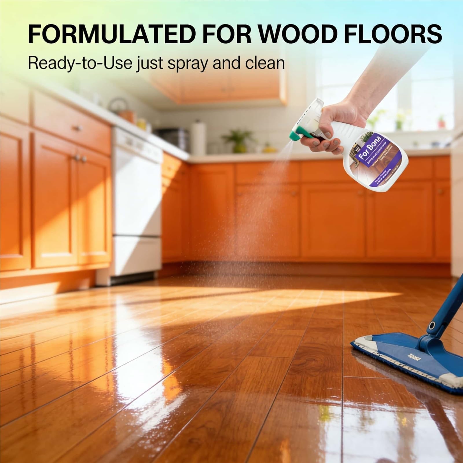 Compatible con Bona Spray Limpiador for Pisos de Madera Dura, 4 Botella, 500ml Sin Residuo, Adecuado for Solución de Limpieza de Pisos de Madera, Fragancia Fresca
