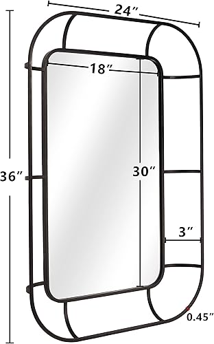 Miniatura 5 de WallBeyond Espejo de baño con marco de metal cuadrado negro para decoración de sala de estar, dormitorio, entrada [24 x 36 pulgadas, negro]