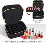 Nail Polish Organizer Carrying Case, Double Layer Nail Polish Storage Organizer Box, Holds 30 Bottles Nail Polish Holder Organizer Travel Bag for Nail Dryer, Nail Drill Accessories (Pure Black)