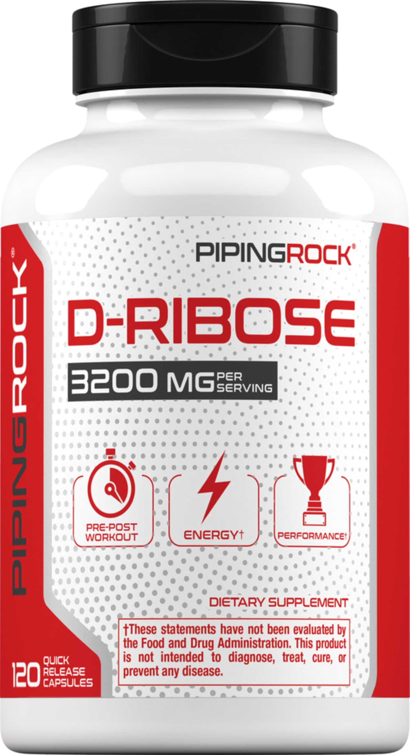 Piping Rock D-Ribose Capsules | 3200mg | 120 Pills | Non-GMO, Gluten Free Supplement