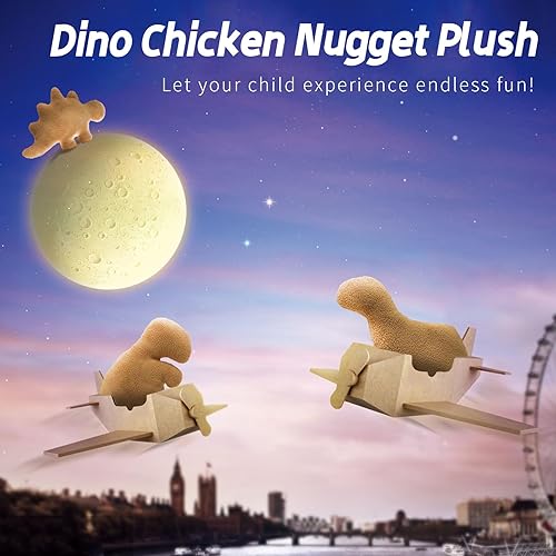 Miniatura 3 de Peluche de pepita de dinosaurio, almohada grande de 20 pulgadas con forma de pepita de dinosaurio, divertida almohada de pepitas de pollo con