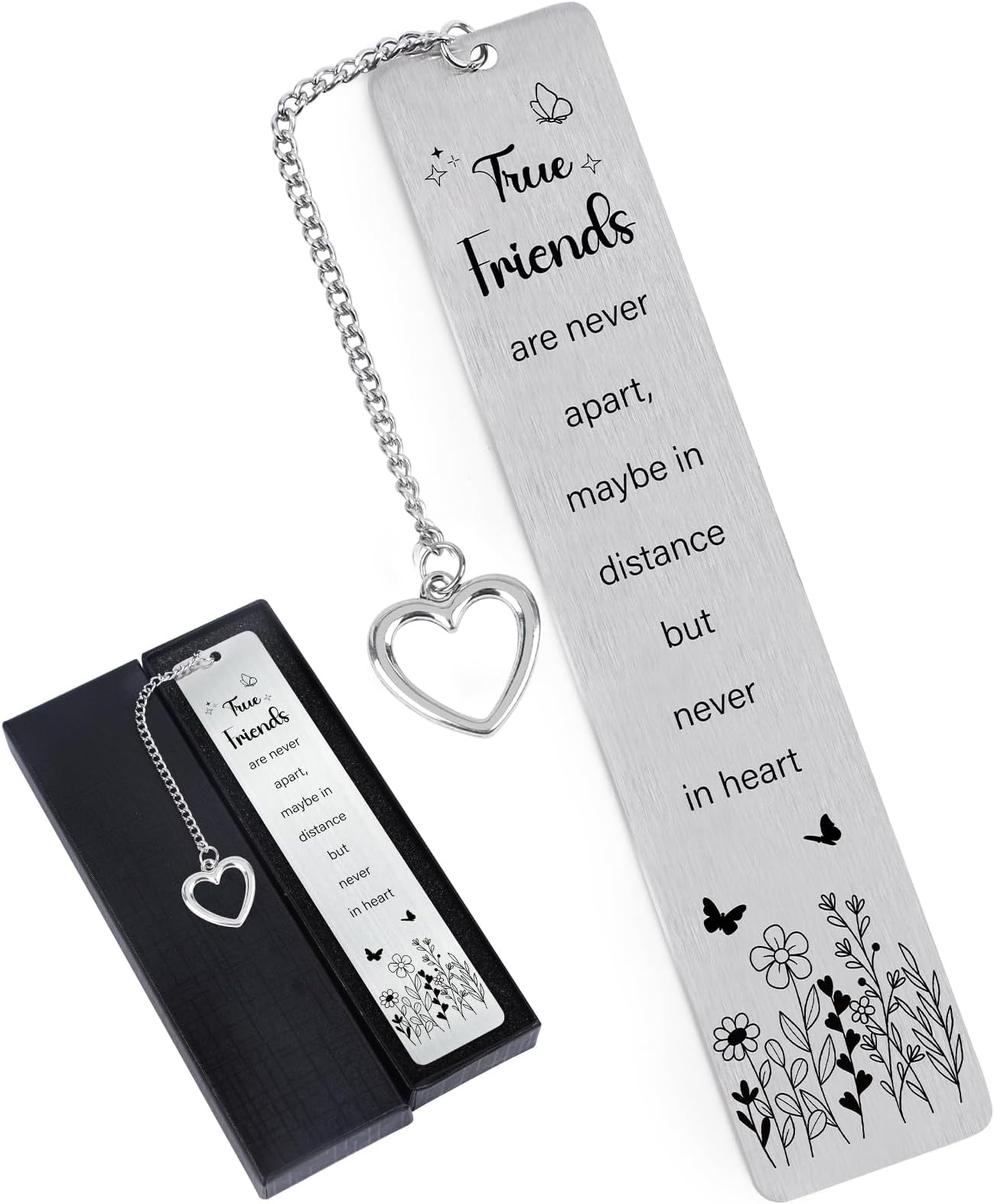 Bagentry 2-Pack Stainless Steel Inspirational Bookmarks With Leaf Chain - Gift For Book Lovers
