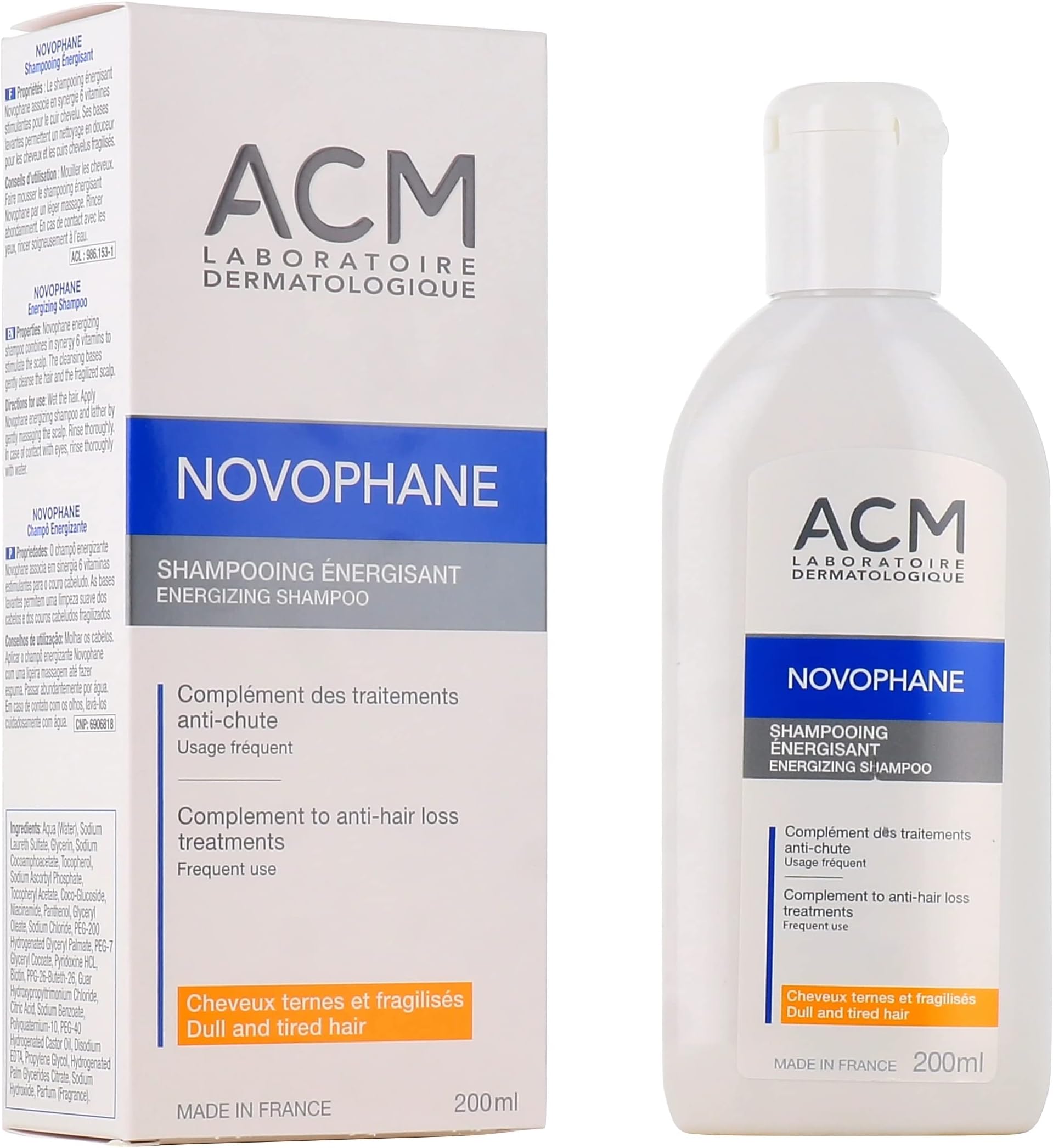 ACM Laboratoire NOVOPHANE Energisant Anti Hair Loss Treatment Shampoo 200ml, Unscented, Adult, Unisex