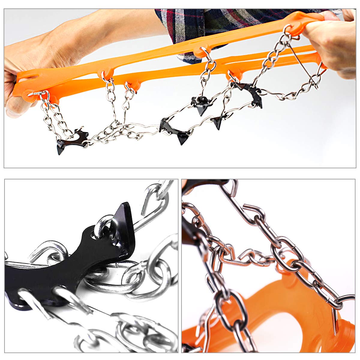 Crampons Véritables Pointes en Acier Inoxydable et Silicone Durable Anti-Slip Crampons de Glace Crampons de Neige pour la Marche Randonnée Alpinisme en Hiver