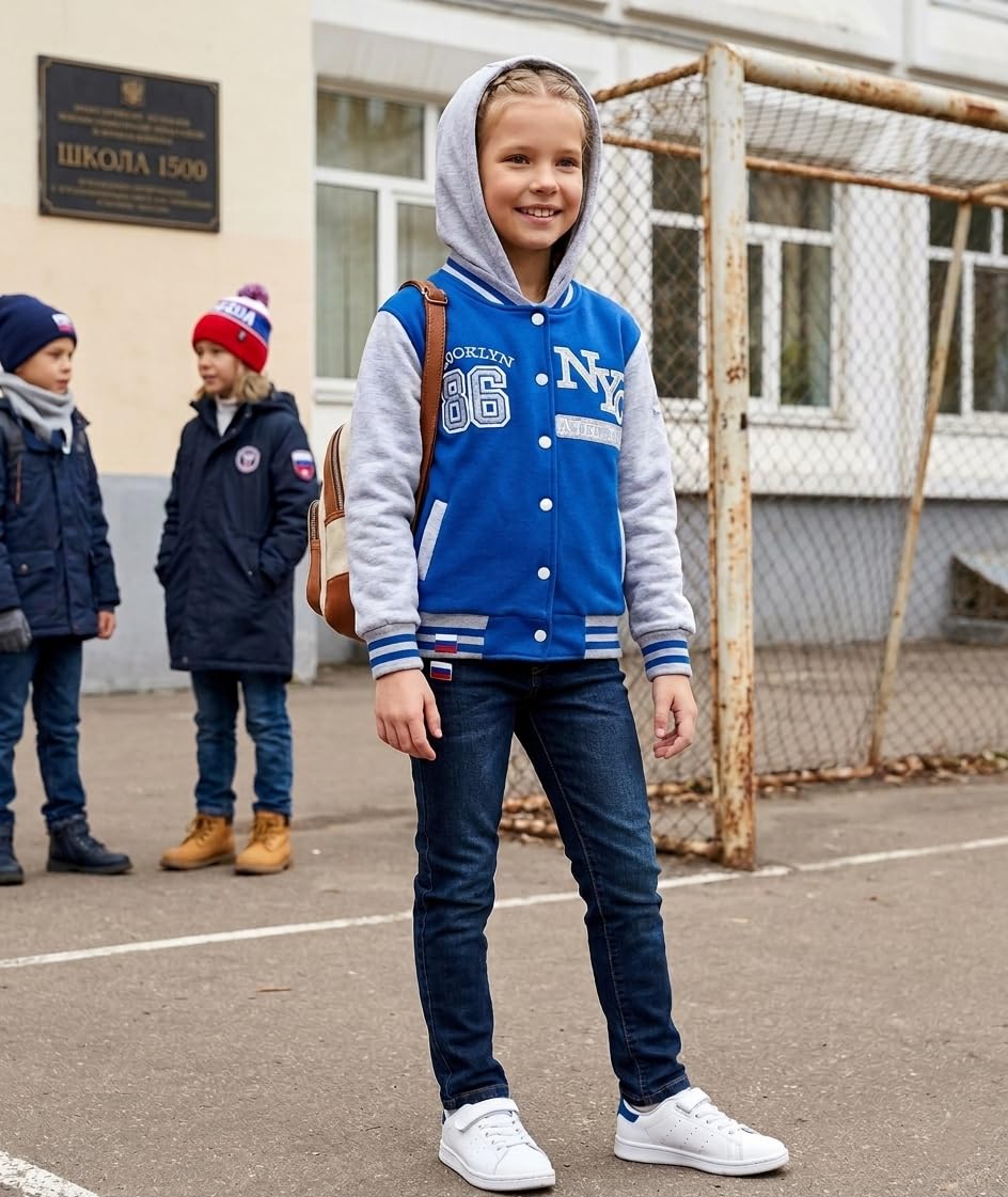 A2Z 4 Kids Enfants Filles Garcons Unisexe Baseball NY ATHLATIC Encapuchonné Veste Varsity Sweat À Capuche Âge 5-13 Ans