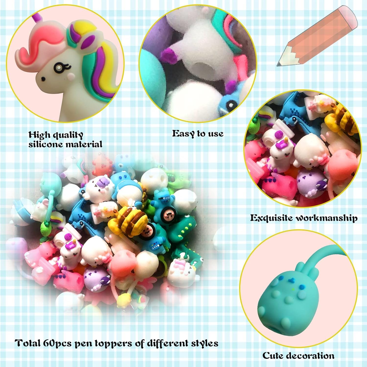 Cute Animal Pencil Toppers - 10 Random Designs -6 Cute Animal Pencil Toppers - 10 Random Designs -6