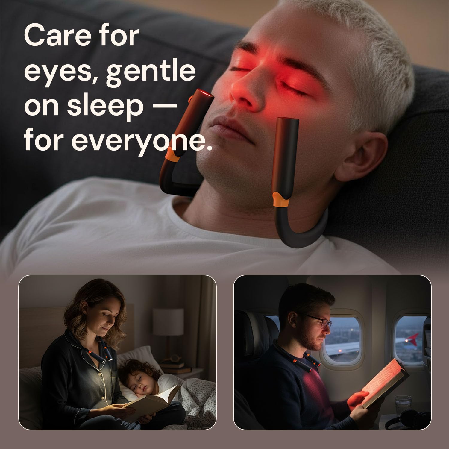 Luz de lectura para el cuello, luz de libro recargable para leer por la noche, luz roja de 660 nm y modos blancos, flexible flexible de 360 °, ligera para leer, viajar, cuidado de los ojos