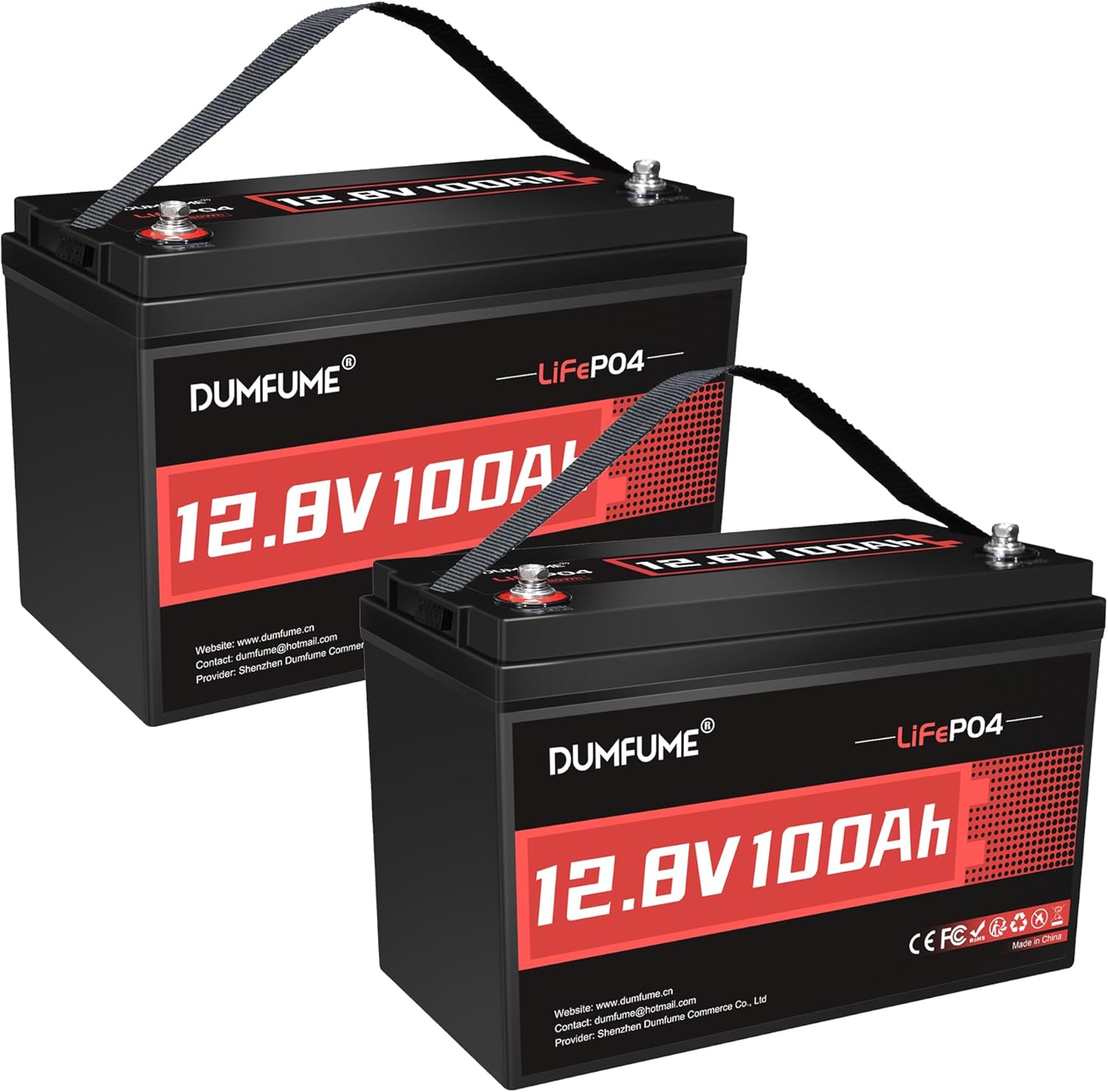 2 Packs 12V 100Ah LiFePO4 Lithium Battery, Built in 100A BMS, 1280W Power Output, Up To 6000+ Cycles, Ideal For RV, Solar Off-Grid Systems, Home Energy Storage