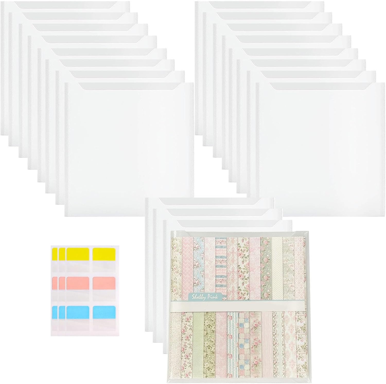 36 Pack 12 x 12 Inch Scrapbook Paper Storage Organizer with 120 Sticky Tabs, All-in-One Storage for Holding Scrapbook, Vinyl, Photos