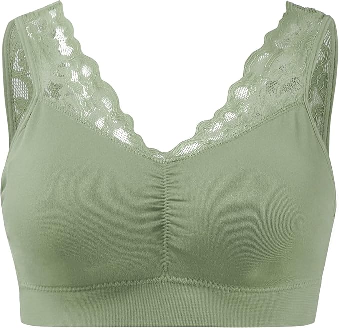 Women Bra Sexy Bra Top Solid Vest Lace Seamless Breathable Push Up Top