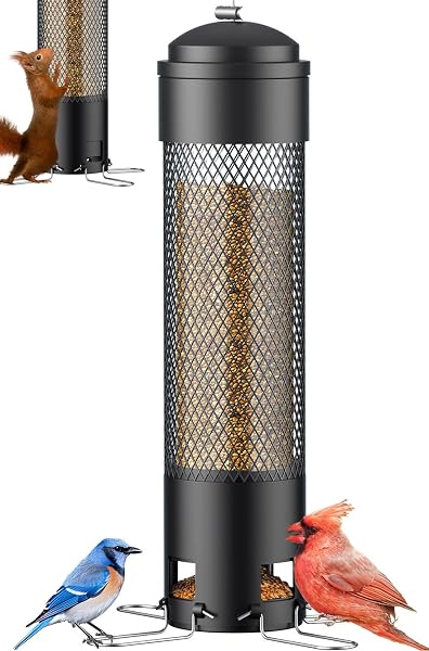 LCSEVEN Bird Feeders for Outdoors Squirrel Proof with Weight-Activated Perches, Hanging Bird Feeder for Outside, Metal F