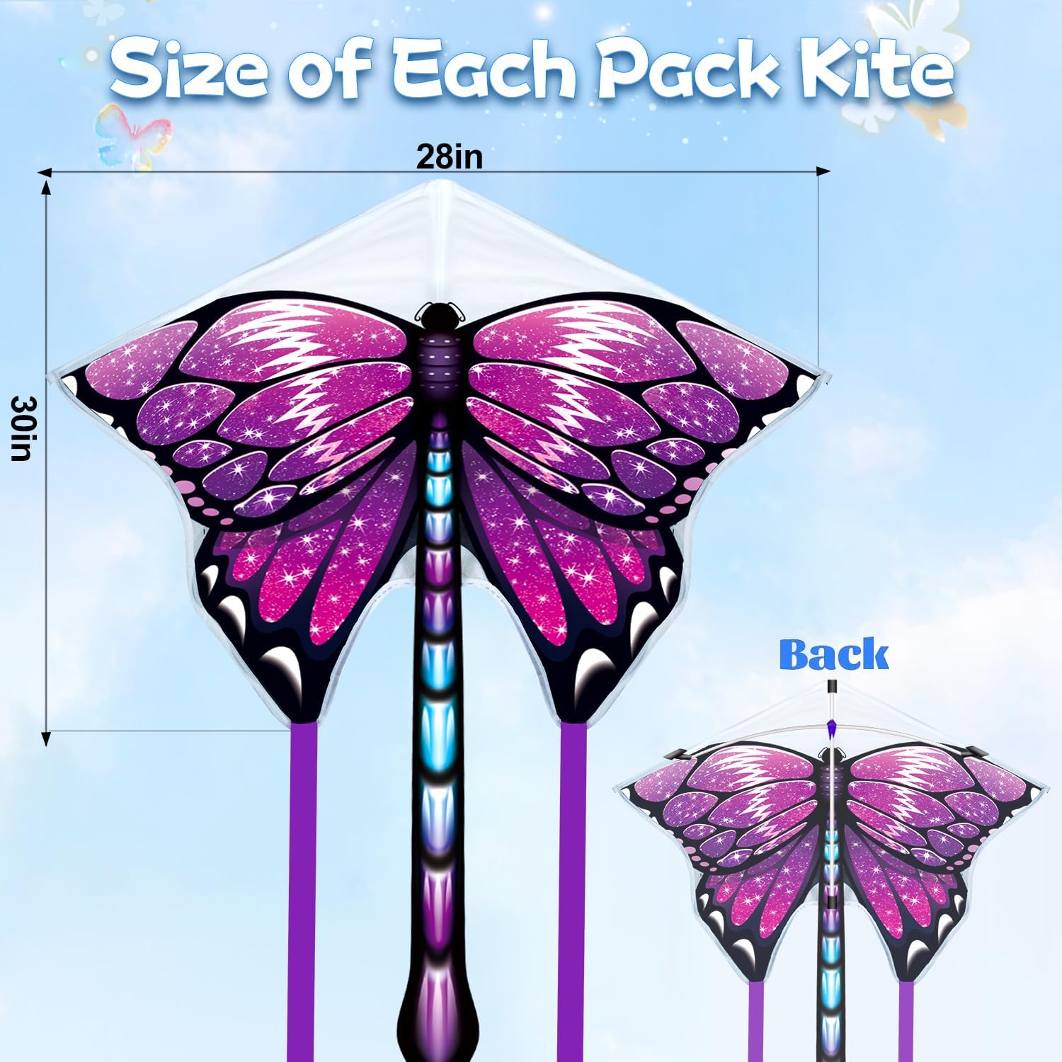 5 Pack Kites for Kids & Adults, Rainbow Butterfly Kite Delta Kites for Kids Age 4-8 8-12, Easy to Fly for Beginners, Easy to Assembled Colorful Kite for Beach Outdoor Toy Games & Family Trip