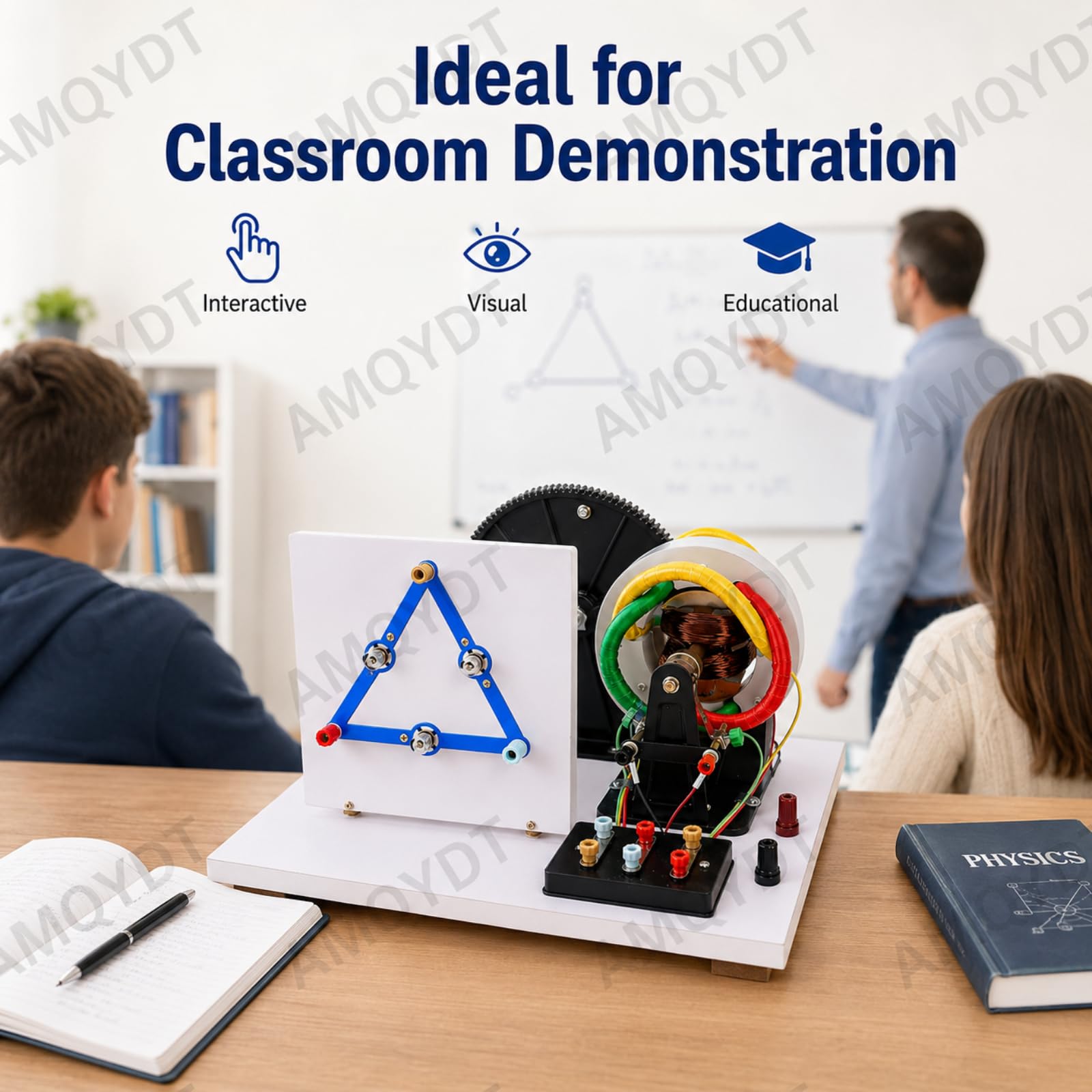 Modelo De Generador Trifásico De Ca/CC Accionado Manualmente, Material Didáctico Físico con Estructura Funcional Visible para Aulas De Física Y Laboratorios De Ciencias