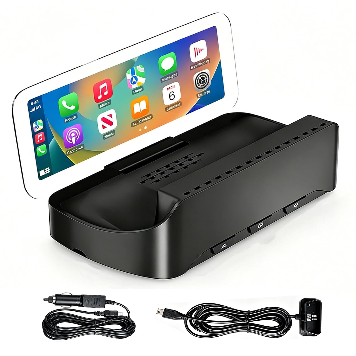 HUD‑V3 Head‑Up Display, CarPlay & Android Auto, Car Navigation, Vehicle Speed, GPS, OBD & Cigarette Lighter Dual Power Cables, Auto Brightness, Fits Sedan SUV Sports Car Truck(Upgraded Version)