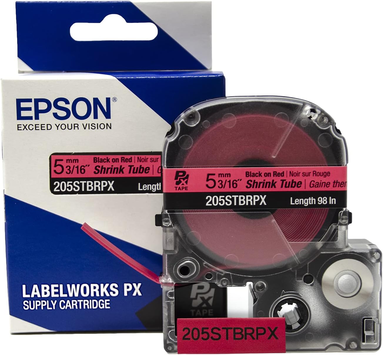 Epson LABELWORKS 205STBRPX Genuine Shrink Tube AWG 8-12 Black on Red Shrink Tube - 3/16" (5MM) Wide, 96" - Image 7
