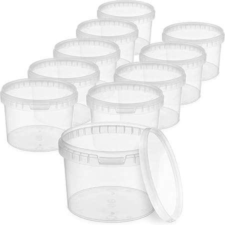 BenBow Eimer Mit Deckel 10l Transparent 1x 10 Liter - Lebensmittelecht, Stabil, Luftdicht - Aufbewahrungsbehälter Aus Kunststoff, Mit Henkel - Leer