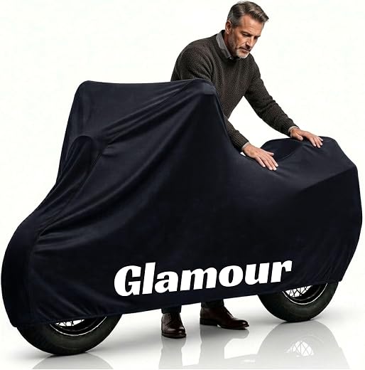 Luxury Black 100% Waterproof Glamour Bike Cover | Taffeta Body Cover for Rain &amp; Sun | UV Protection, Dustproof, Scratch Re...