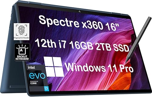 HP Spectre x360 - Pantalla táctil 2 en 1 3K QHD de 16 pulgadas Intel 12 generación i7-12700H 16 GB de RAM SSD de 2 TB Stylus portátil de negocios disponible en Yaxa Guatemala
