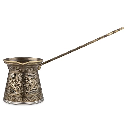 Alisveristime Authentic Turkish Coffee Pot, Handmade Cezve/Ibrik, Multiple Sizes and Colors Available - Enhance Your Coffee Experience Now! (Antique Green, 1 Cup) - 3.4 Ounces - Antique Green