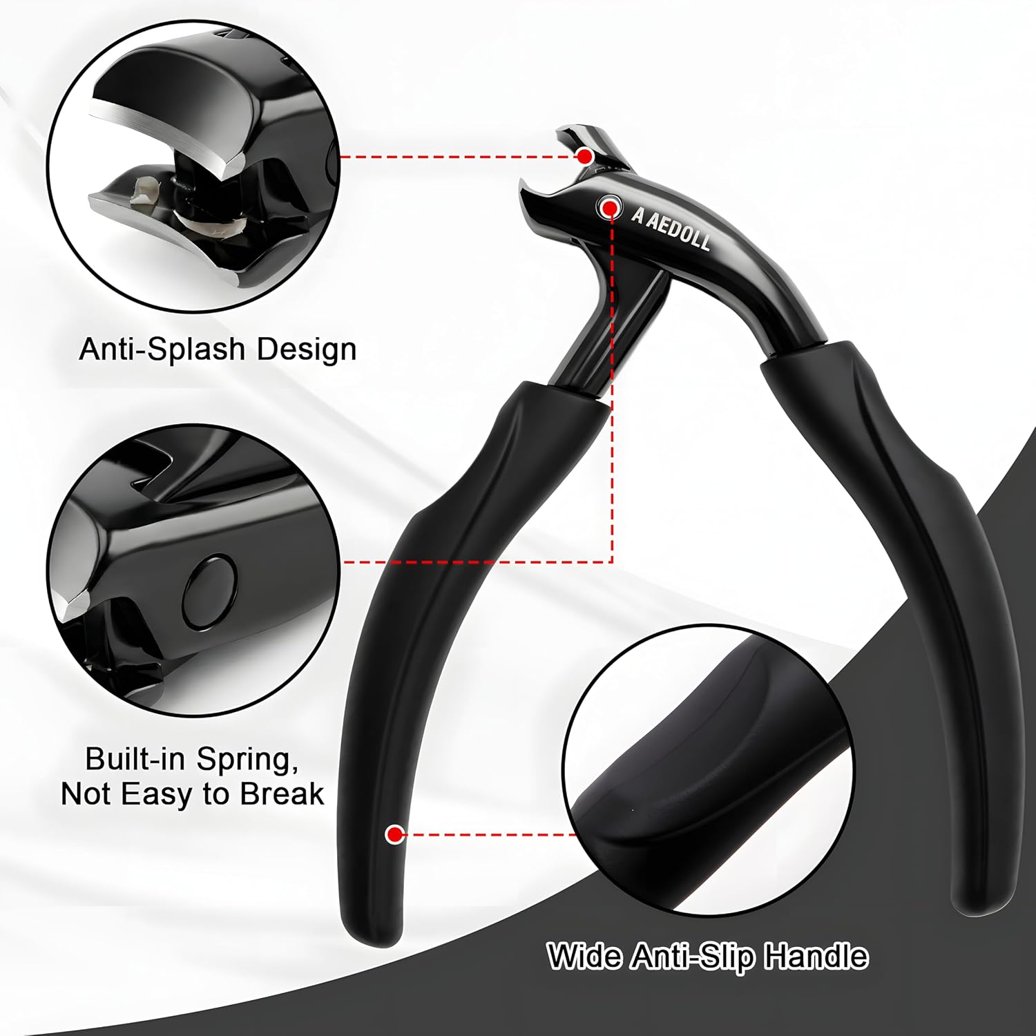 [A AEDOLL] Upgraded Toenail Clippers for Seniors, Ergonomic Long Handled Heavy Duty Nail Clippers for Thick Toenails and Fingernails, Wide Jaw Opening Toe Nail Clippers with Catcher