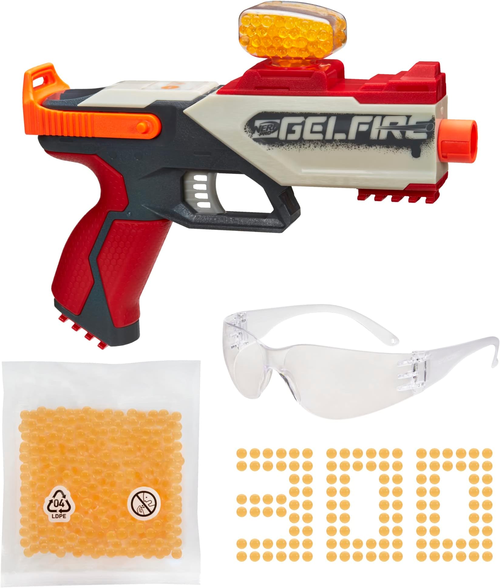 Pro Gelfire Legion Spring Action Blaster, 5000 Gelfire Rounds, 130 Round Hopper, Protective Eyewear, Slam Fire, Ages 14 & Up