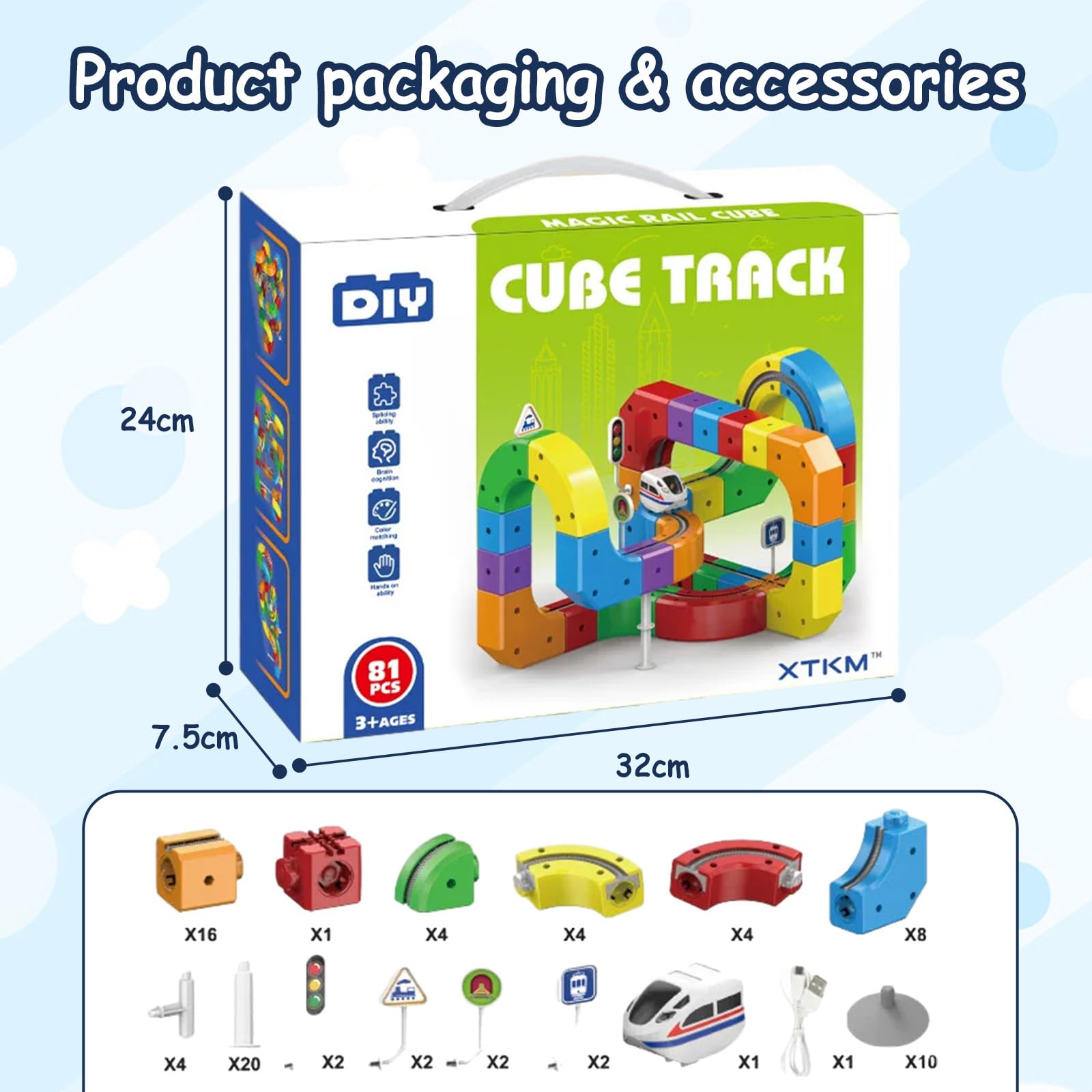 Train Électrique Enfant avec Piste 3D Anti-Gravité, 81 Pièces Circuit Flexible et Voiture Motorisée, Jeu de Construction STEM sur Les Forces Motrices, Cadeau Créatif pour Enfants 3-8 Ans