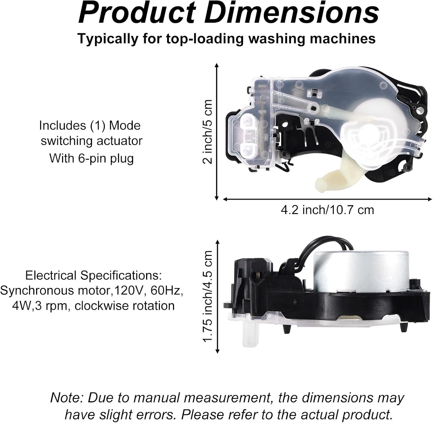 W10913953 W11481722 49TYZ-E120A1 Washing Machine Shift Actuator, Washer Shift Actuator for Washing Machines Replaces W10815026 W10597177 & W10913953VP