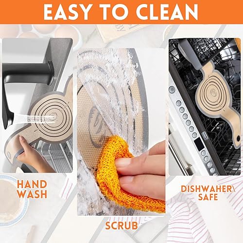 Miniatura 4 de Juego de 3 cabestrillos de pan de silicona grandes grises ovalados y redondos para horno holandés, antiadherente y fácil de limpiar, reutilizable de