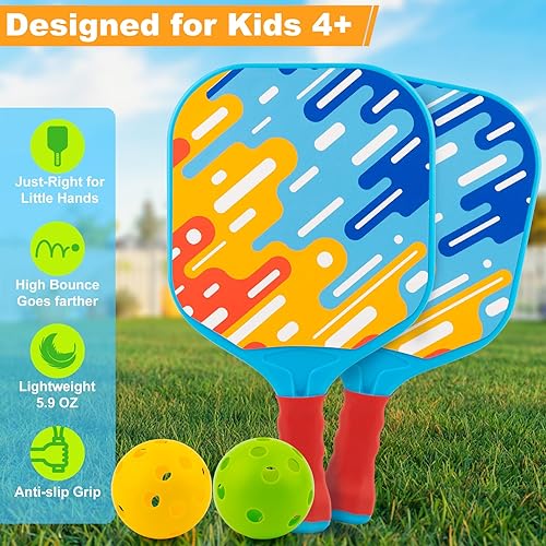 Miniatura 4 de Stocking Stuffers Kids Pickleball Paddles- Boys Toys for Kid Ages 4 5 6 7 8 Year Old Boys Girls Gifts, Beginner Easy to Use Backyard Ball Games Set