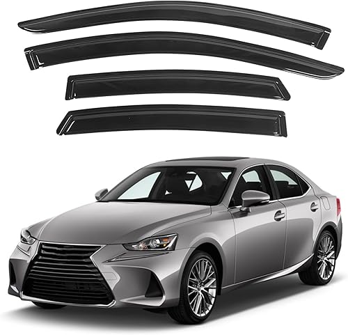 Miniatura 335 de IG - Visera para ventana de automóvil, protector contra la lluvia, el sol y el viento, con cinta adhesiva, deflector extraduradero para ventana