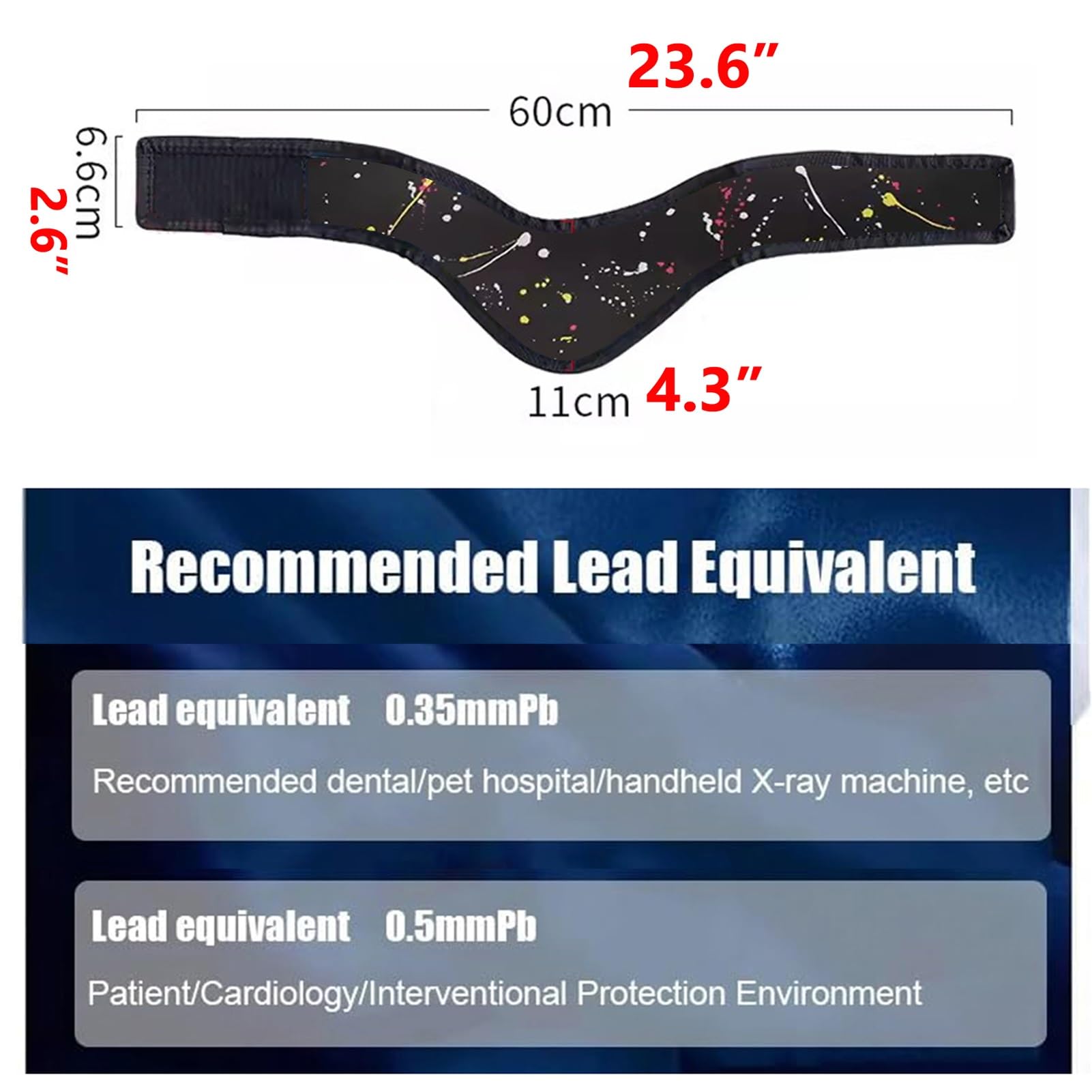 Delantal de Plomo Collarín Protector de Tiroides para Rayos X, Protección Radiológica 0.35mmPb