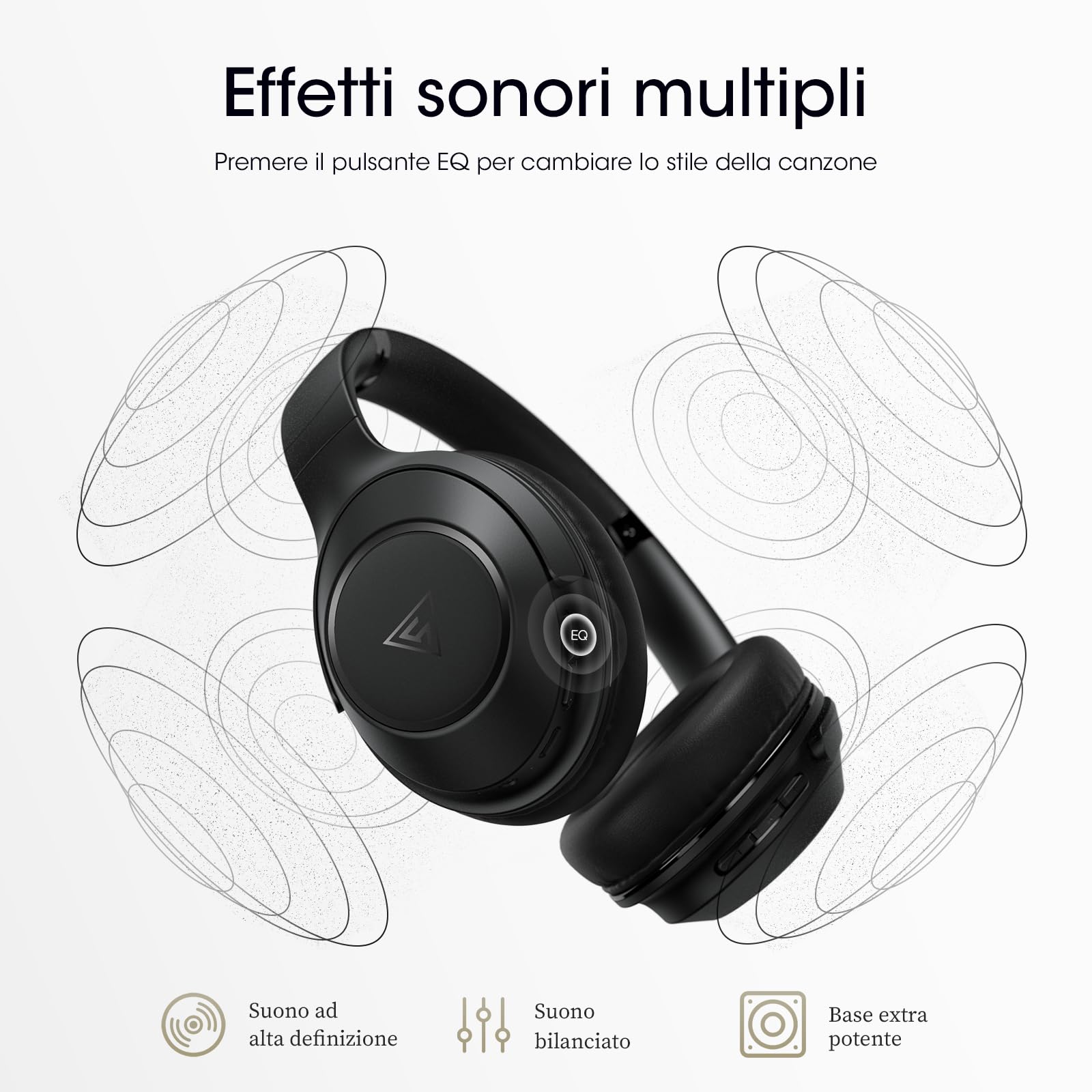 DOQAUS Cuffie Wireless Bluetooth 5.3-70 Ore Di Riproduzione,Cuffie Bluetooth Over Ear,3 EQ Modalità di Suono,Senza Fili Stereo HiFi con Microfono,per Viaggio/Telefono/PC