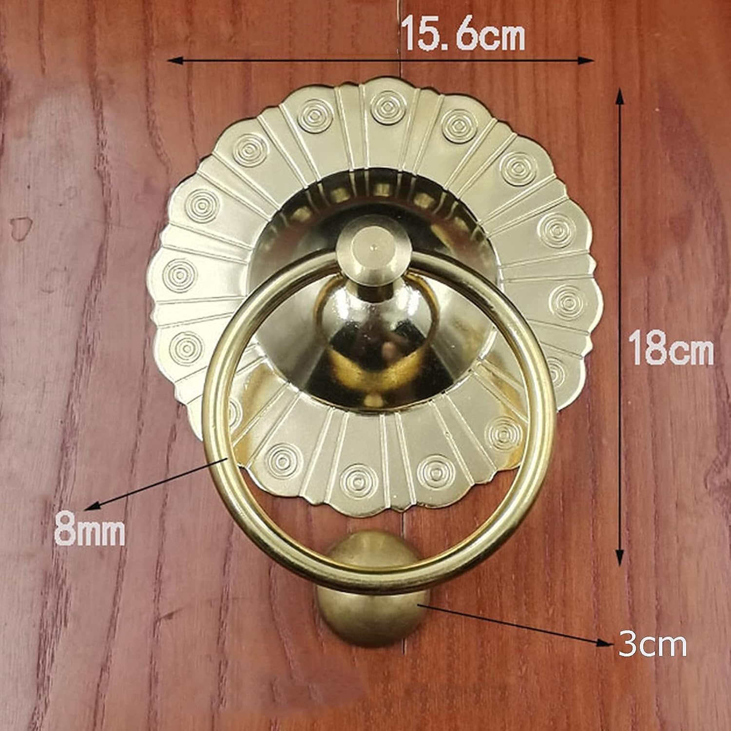 Retro Brass Door Handle Antique Copper Door Knocker Chinese Wooden Door Ring Villa Courtyard Entrance Door Decoration Accessories (Size: 12.5cm Diameter) (15.6cm Diameter)