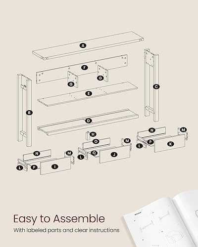 Miniatura 7 de VASAGLE LIRY Collection ULNT142KB02S - Mesa consola con 3 cajones y estante de almacenamiento abierto, mesa de sofá de entrada estrecha para sala de